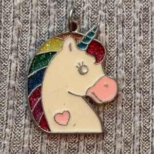 Y2K theme silver tone multicolor sparkly unicorn pendant/charm